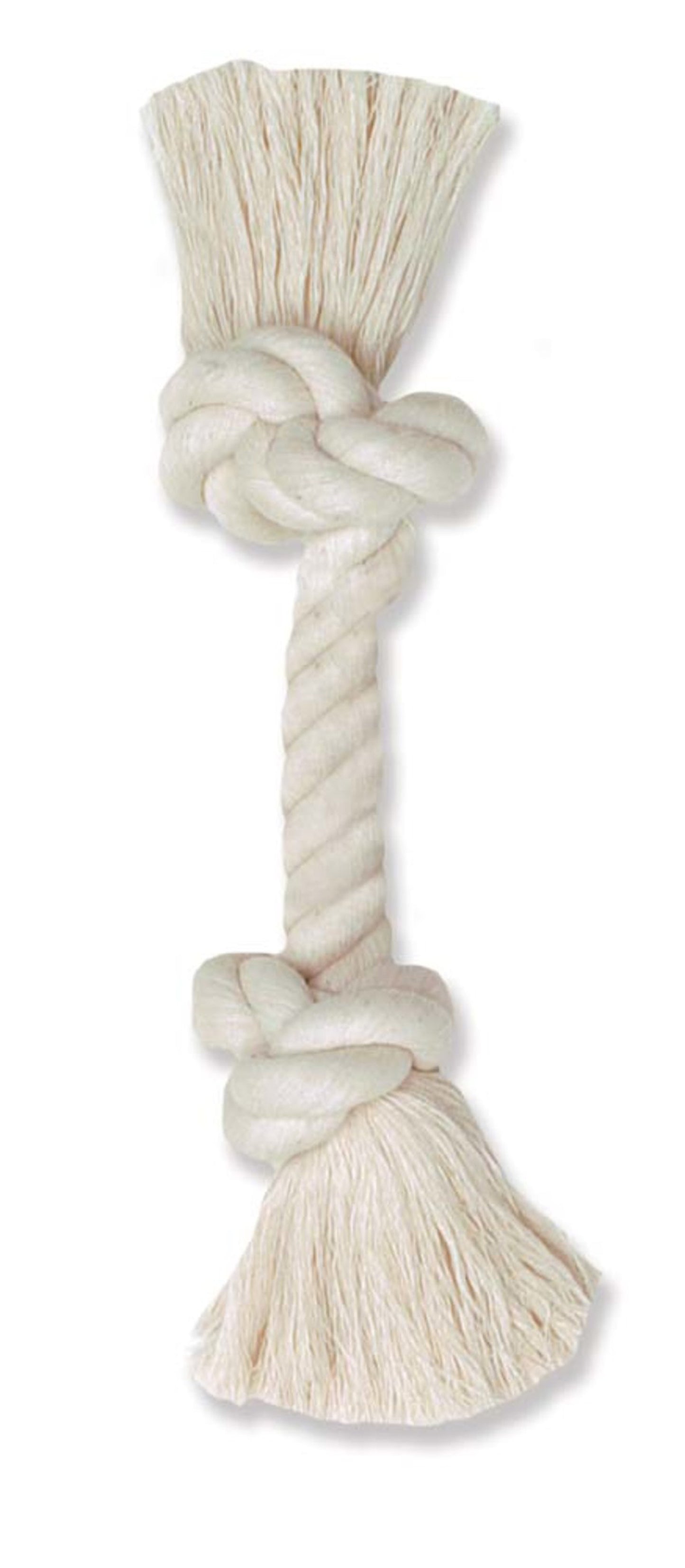 Mammoth Pet Products 100% Cotton Rope Bone Dog Toy 2 Knots Rope Bone White 19 in