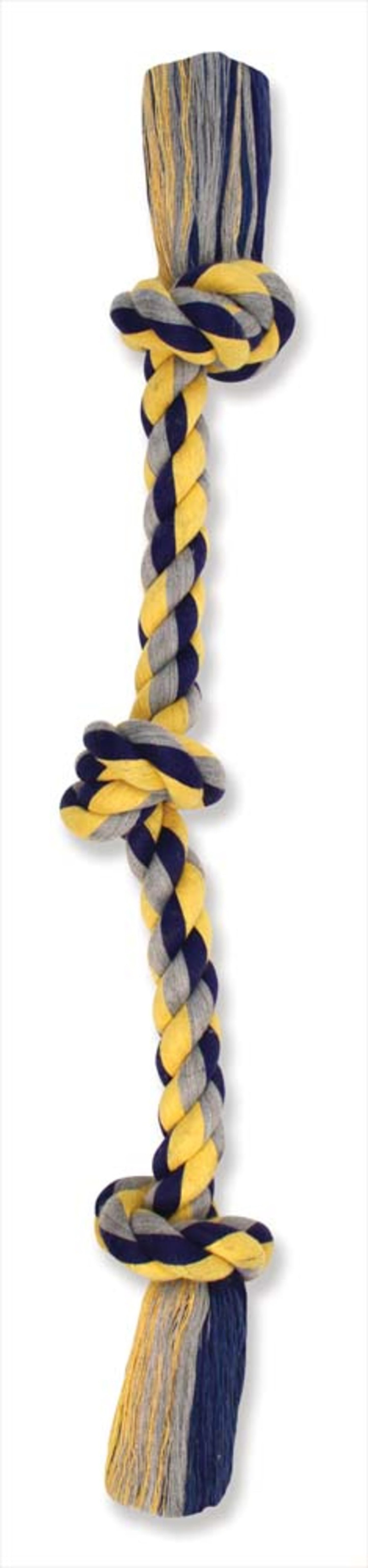 Mammoth Pet Products Cottonblend 3 Knot Rope Tug Toy 3 Knots Multi-Color 15 in Small