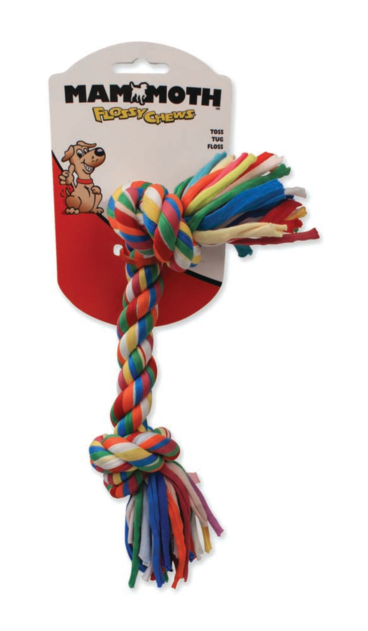 Mammoth Pet Products Cloth Dog Toy Rope Bone 2 Knots Rope Bone Assorted 12 in Medium