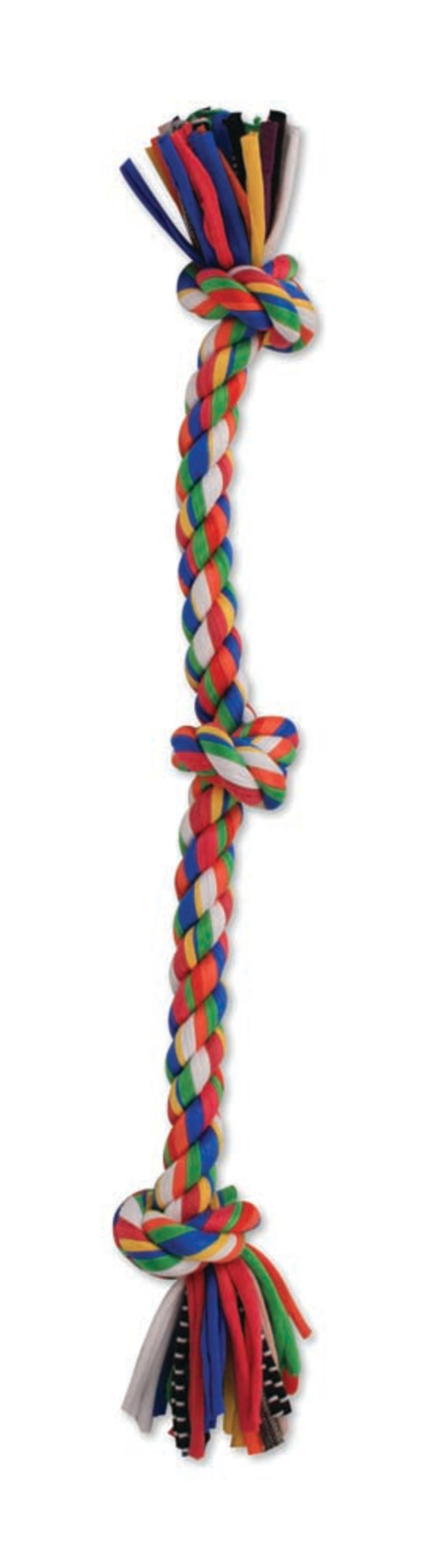 Mammoth Pet Products Cloth Dog Toy Rope 3 Knot Tug 3 Knots Multi-Color 20 in Medium