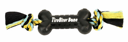 Mammoth Pet Products TireBiter Bone w/Rope Dog Toy Rope with Bone Multi-Color 16 in Large