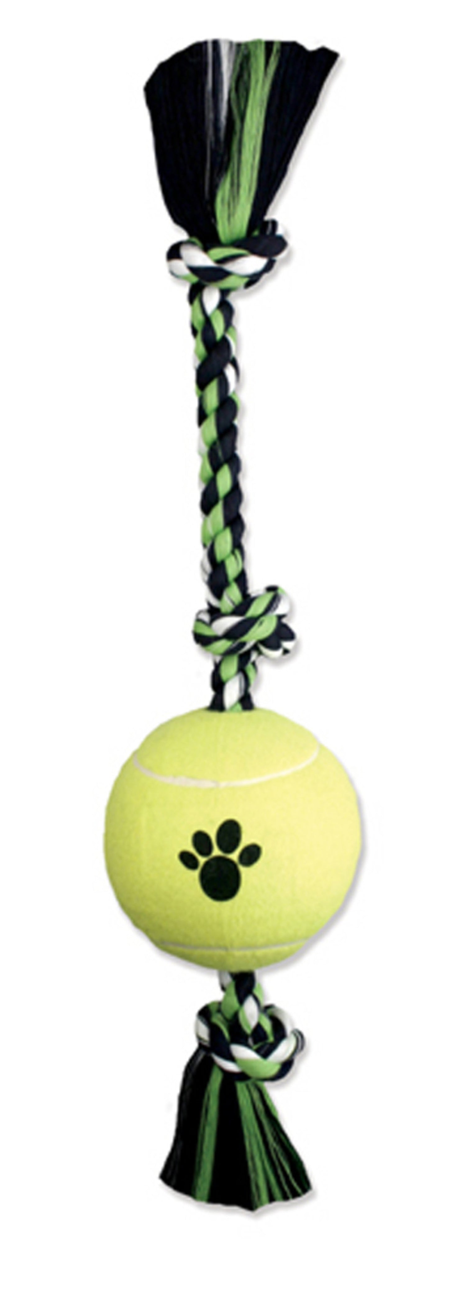 Mammoth Pet Products Tug Dog toy w/ Tennis Ball 3 Knots Rope with Tennis Ball Multi-Color 36 in Extra Large