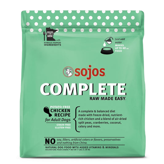 Sojos Complete Chicken Recipe Adult Freeze-Dried Grain-Free Dehydrated Dog Food, 7 Lbs