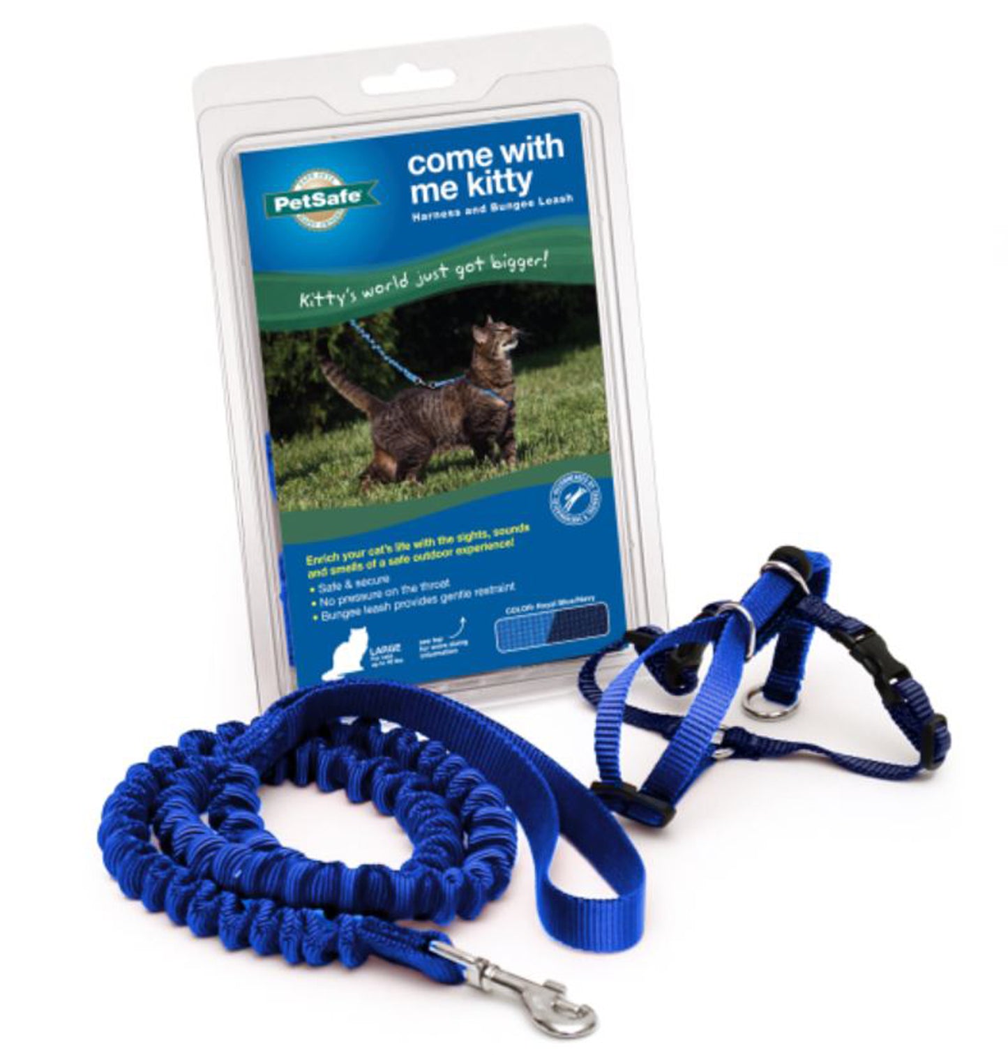 PetSafe Premier Come With Me Kitty Harness & Bungee Leash Combo Royal Blue, Navy Large