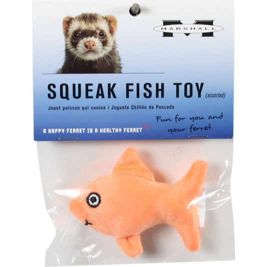 Marshall Pet Products Ferret Squeak Fish Toy Orange One Size