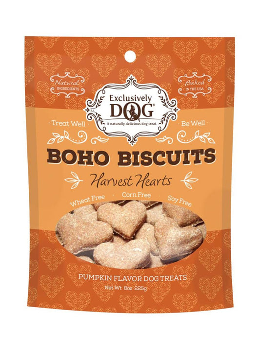 Exclusively Pet Boho Biscuits Harvest Hearts Pumpkin Flavor Dog Treats 8 oz