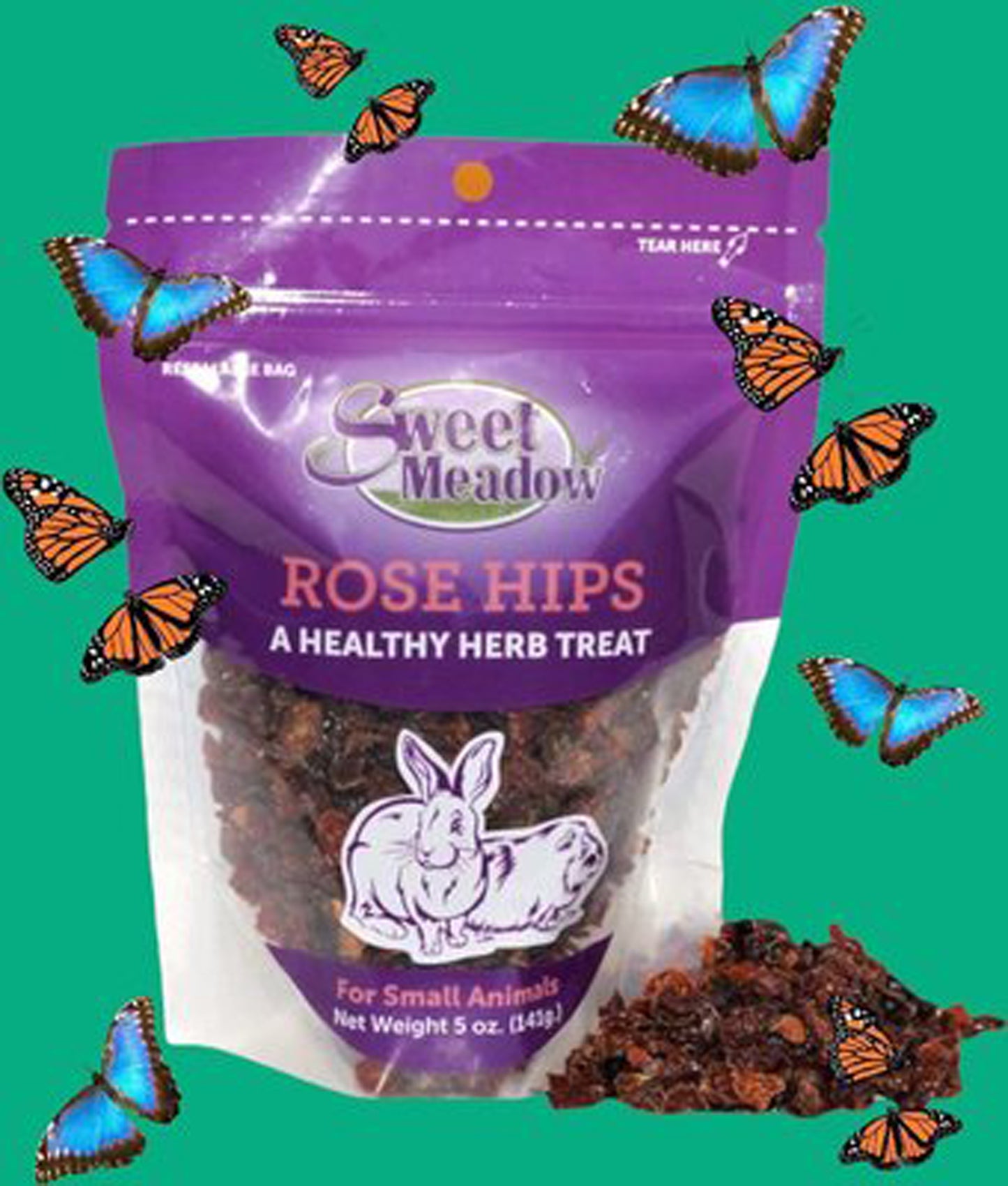 Sweet Meadow Farm Rose Hips Healthy Herb Small Animal Treat 1ea/5 oz