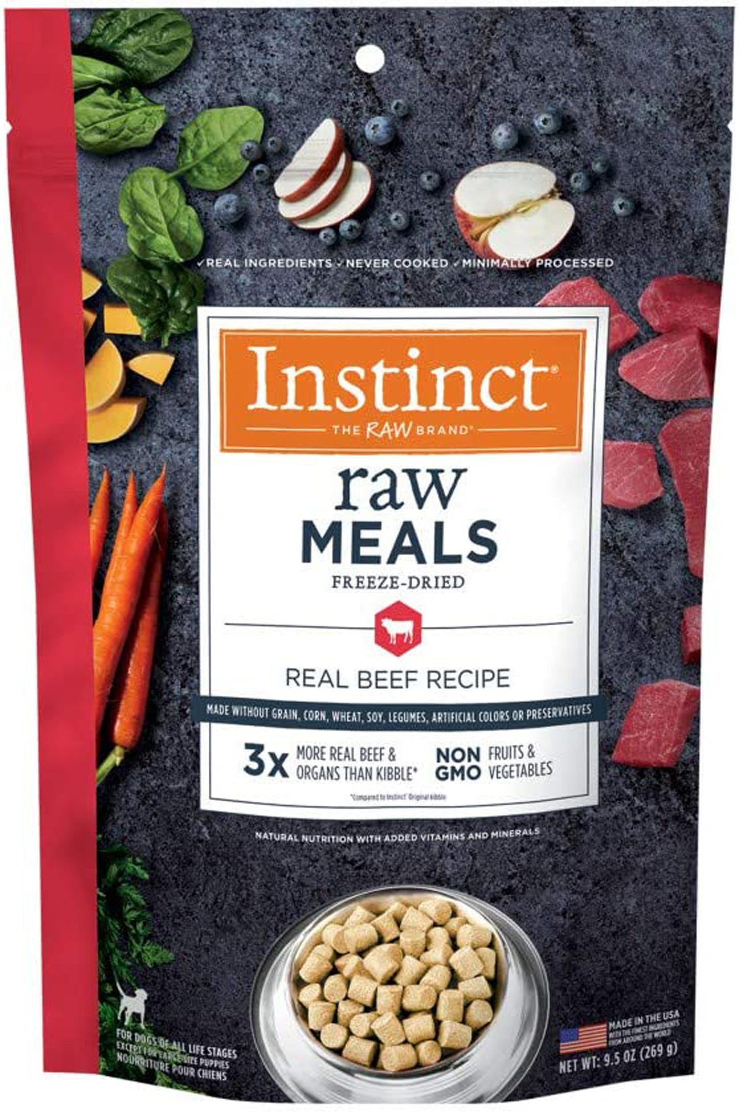 Natures Variety Dog Instinct Raw Meal Freezedried Real Beef 9.5oz.