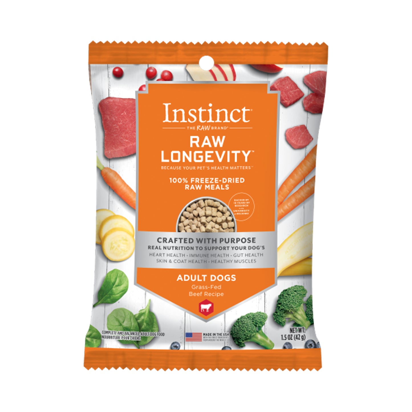 Natures Variety Raw Longevity D Freeze Dried Meals 1.5oz. Beef Adult