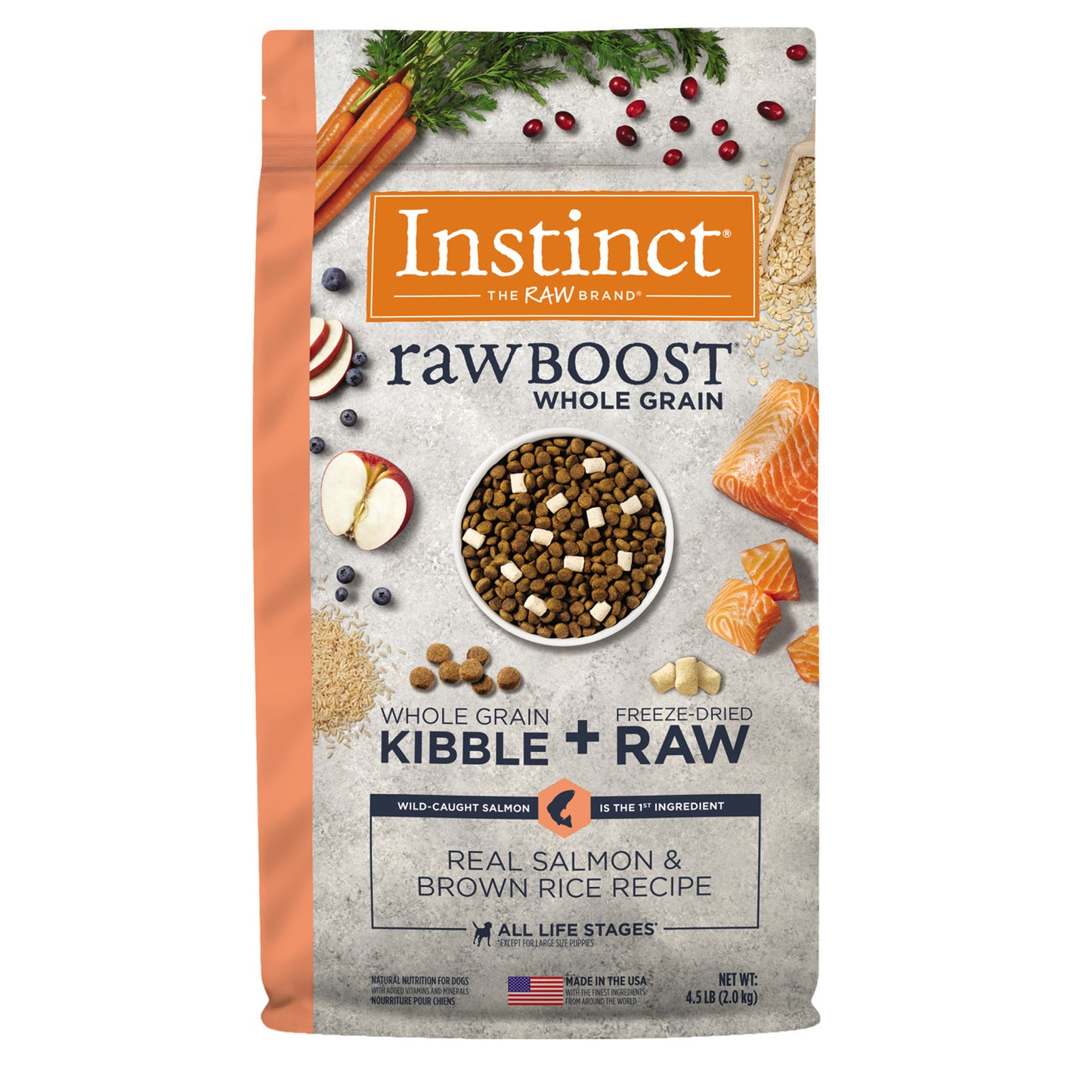 Natures Variety Dog Instinct Raw Boost Wholegrain Salmon Brown Rice 4.5Lb