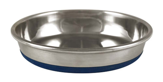 OurPets Premium Rubber Bonded Stainless Steel Cat Bowl Silver 12 oz
