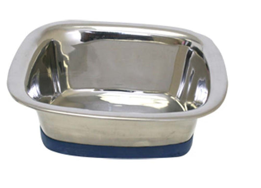 OurPets Premium Stainless Steel Square Dog Bowl Silver Medium