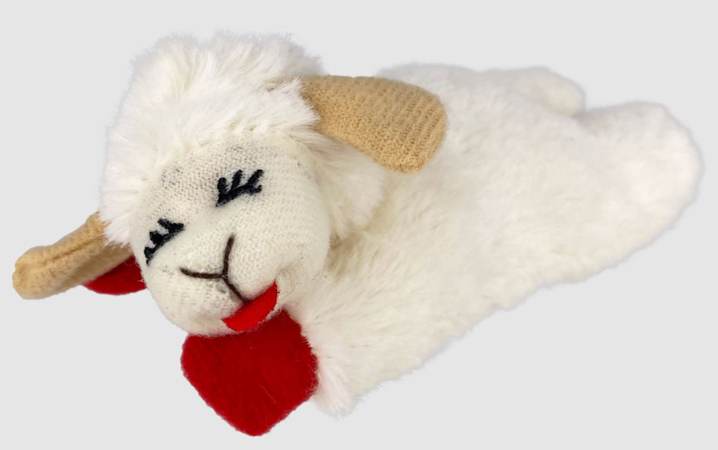 Multipet Lamb Chop Catnip Toy White/Red 4in SM