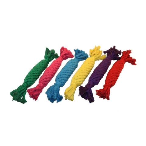 Multipet Nuts For Knots Rope With Squeaker 8In Assorted Colors