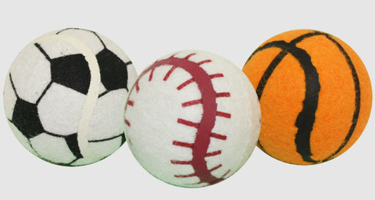 Multipet Sport Tennis Ball Dog Toy Assorted 3 Pack 2.5 in