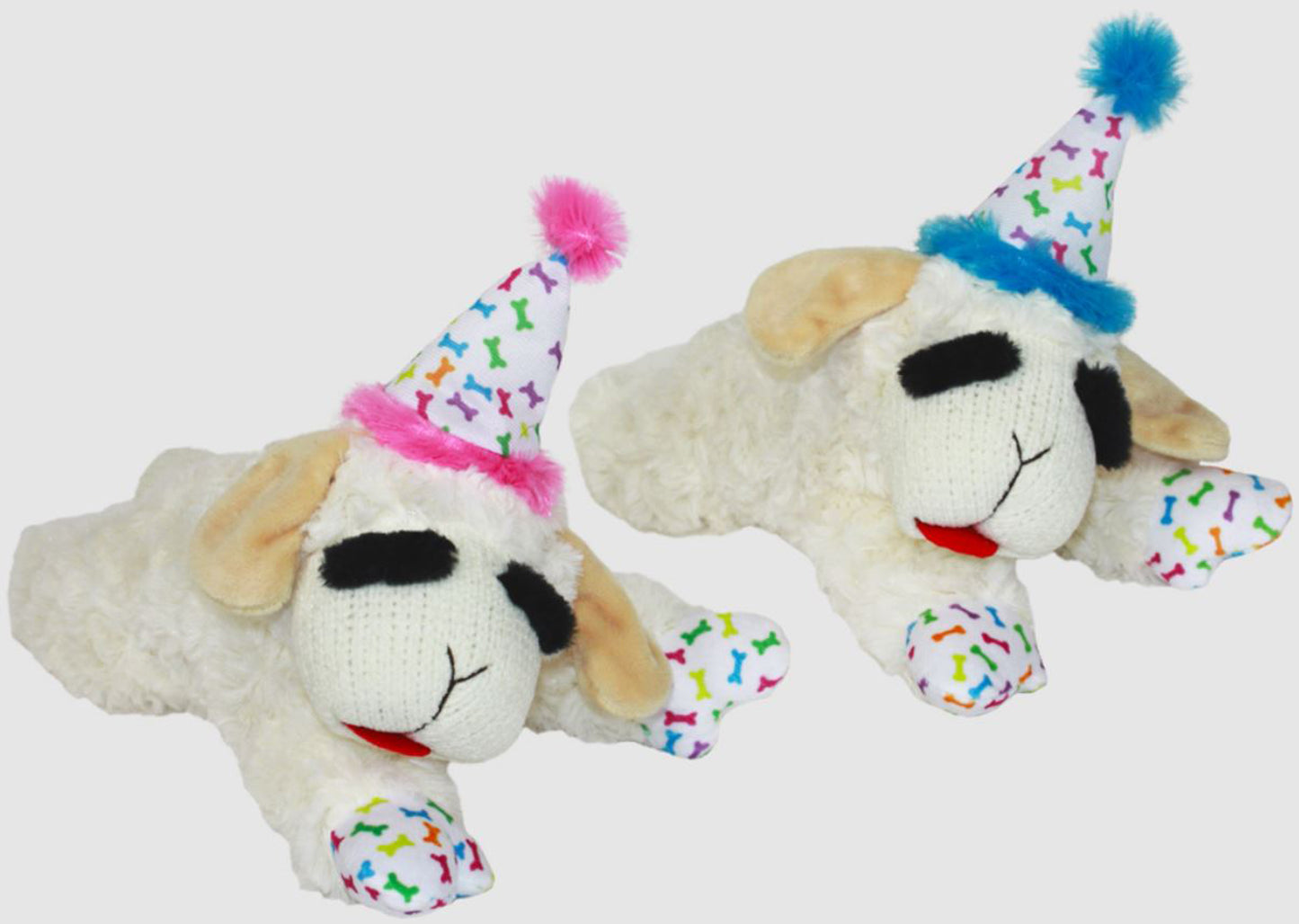 Multipet Lamb Chop w/Birthday Hat Dog Toy 10.5in