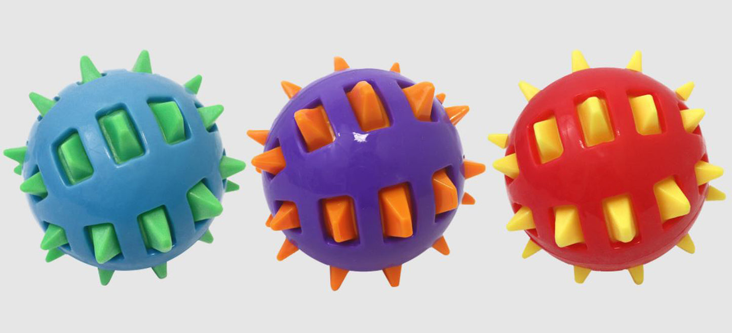 Multipet Spike TPR Ball Dog Toy Assorted 4.5 in