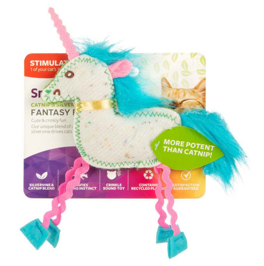 Smartykat Fantasy Frenzy Crinkle Unicorn Catnip and Silvervine Cat Toy Multi-Color 1Ea