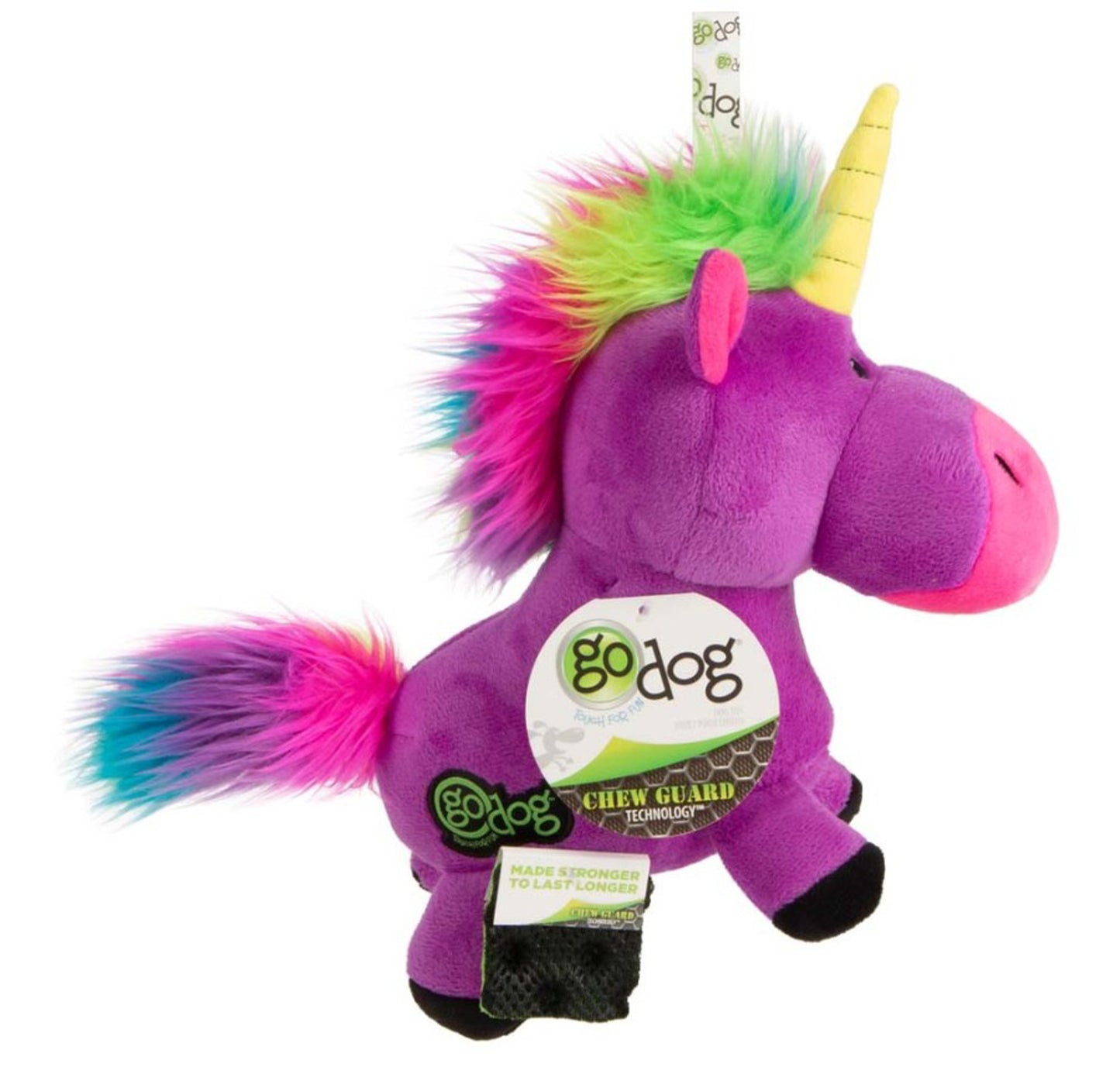 Godog Unicorns Durable Plush With Squeaker Dog Toy Large