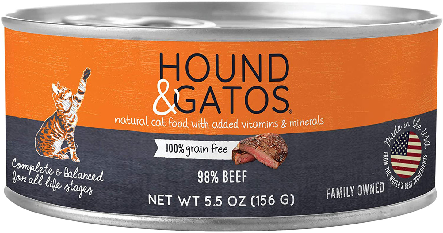 Hound & Gatos Cat Grain Free Beef 5.5oz. (Case of 24)