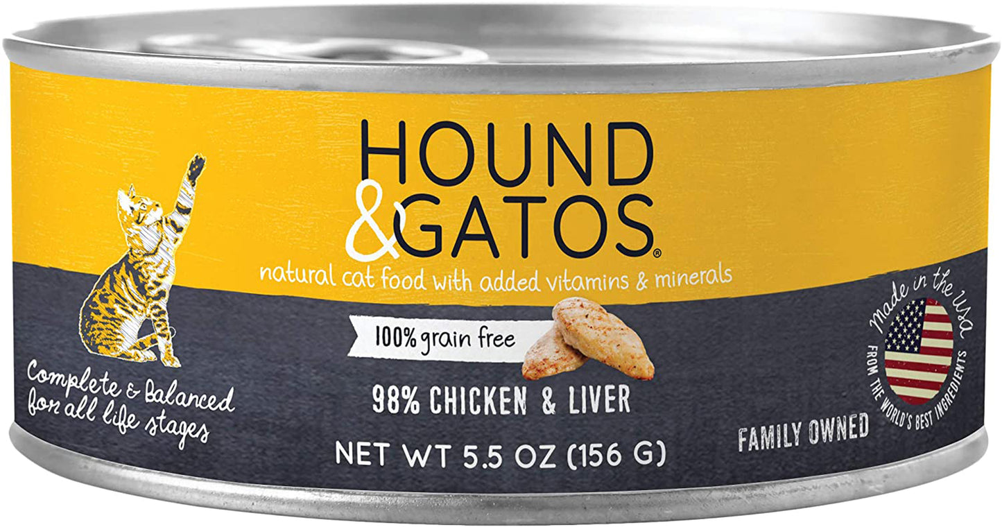 Hound & Gatos Cat Grain Free Chicken & Liver 5.5oz.(Case of 24)