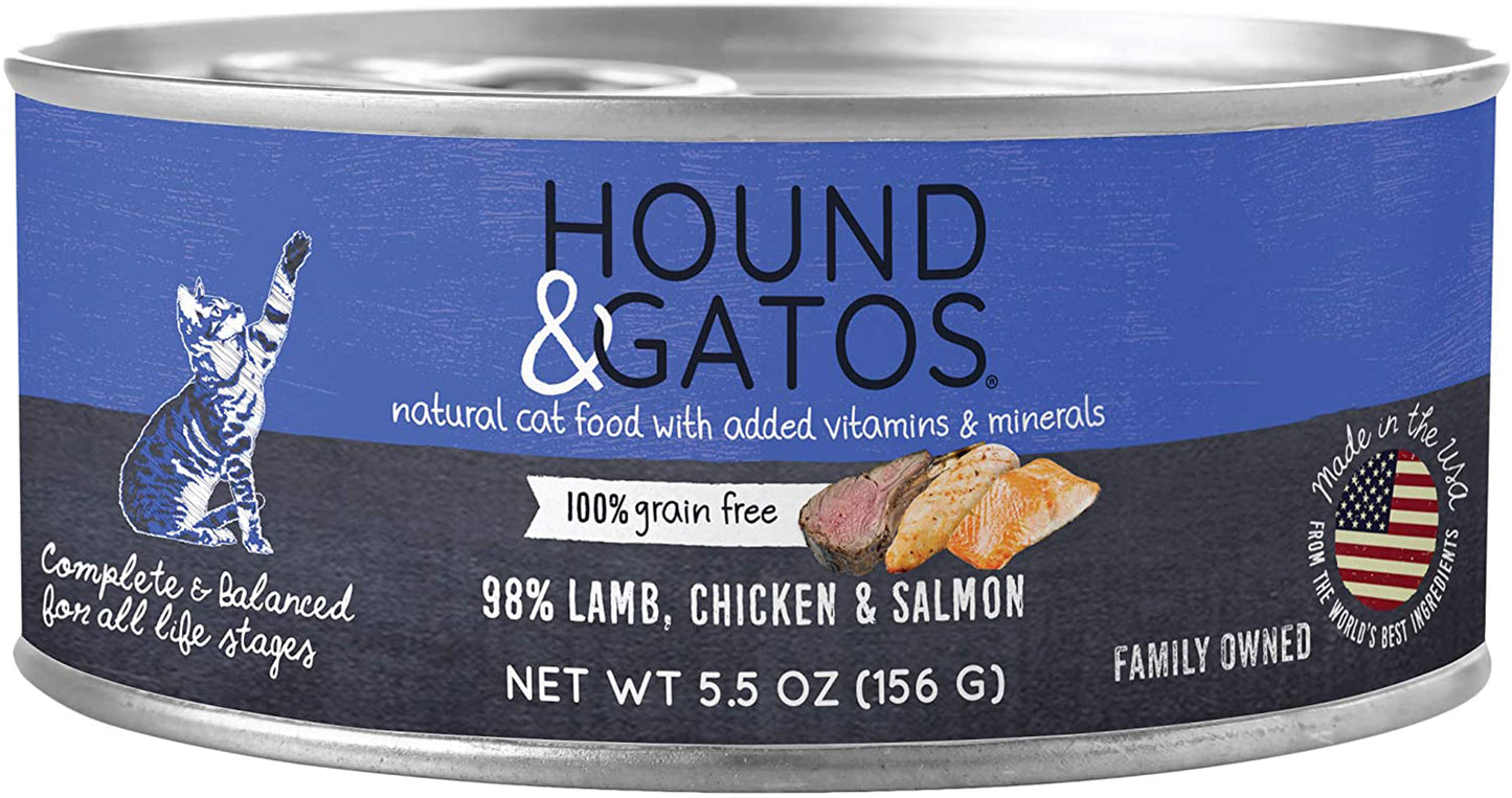 Hound & Gatos Cat Grain Free Lamb, Chicken & Salmon 5.5oz (Case of 24)