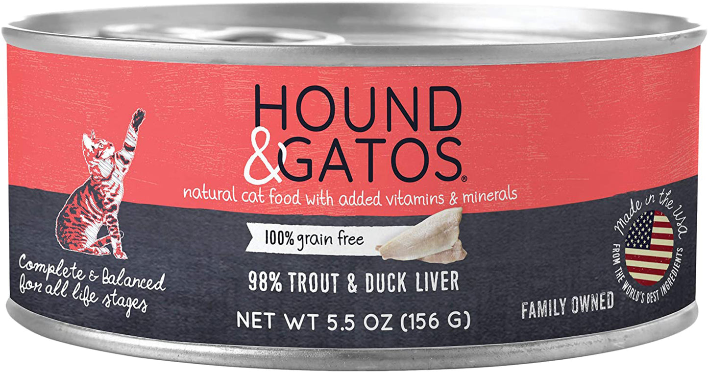 Hound & Gatos Cat Grain Free Trout & Duck Liver 5.5oz. (Case of 24)
