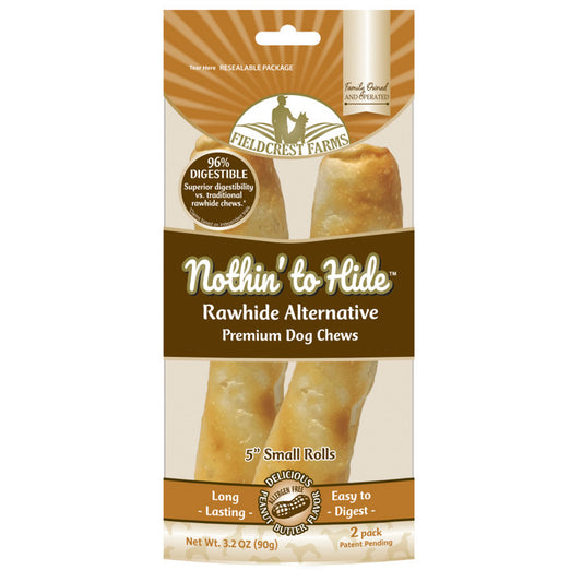 Fieldcrest Farms Nothin' to Hide Peanut Butter Roll Dog Treat 2 Pack, 5 Inches