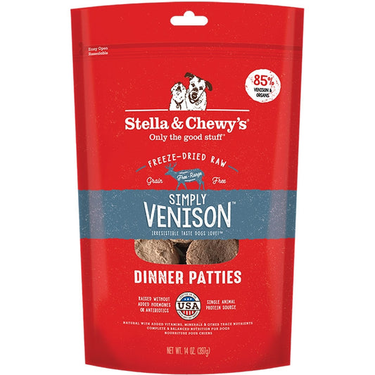 Stella & Chewys Dog Freeze-Dried Dinner Patties Simply Venison 14Oz