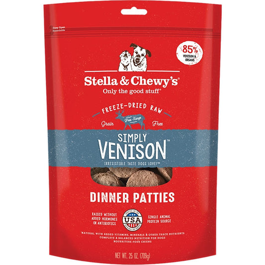 Stella & Chewys Dog Freeze-Dried Dinner Patties Simply Venison 25Oz