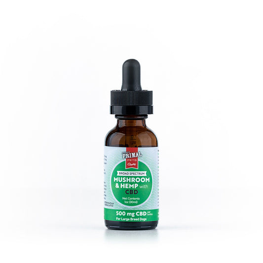 Primal 500 Mg Broad Spectrum Mushroom & Hemp Oil W/ Cbd For Large Dogs