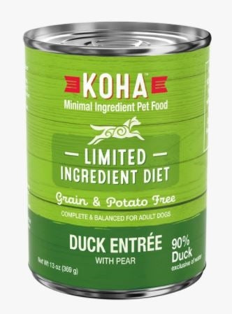 Koha Dog Limited Ingredient Grain Free 90% Duck 13oz. (Case of 12)