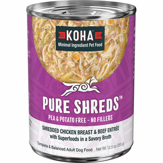 Koha Dog Grain Free Shredded Chicken & Beef 12.5oz.(Case of 12)