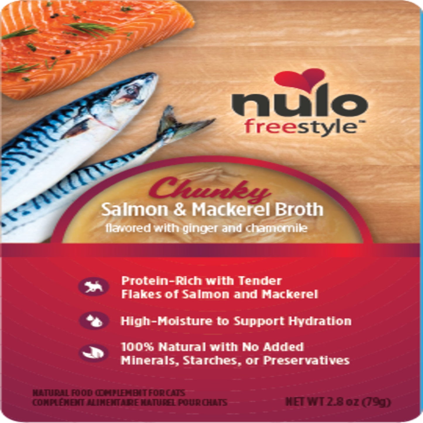 Nulo FreeStyle Chunky Broths Wet Cat Food Salmon Mackerel, 24ea/2.8 oz