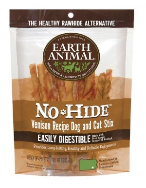 Earth Animal No Hide Venison Chews Dog Treats, 10 Pack