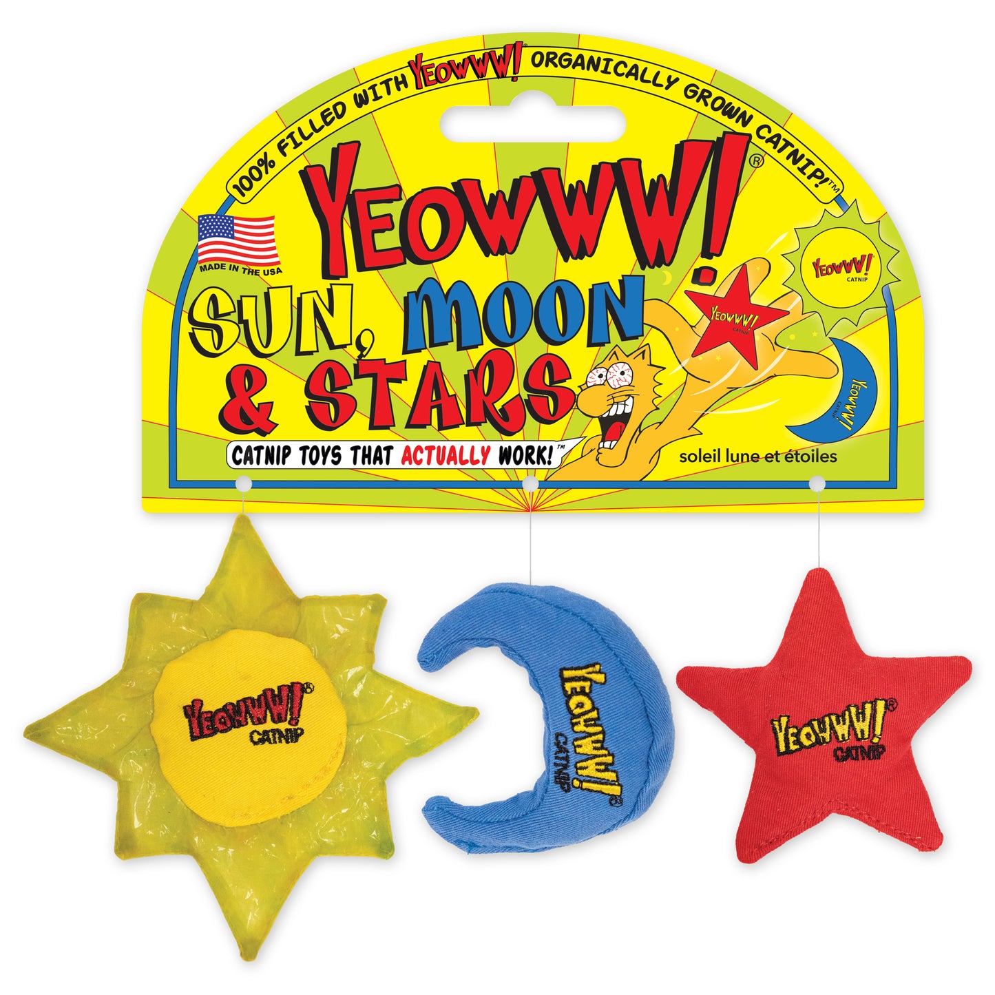 Duckyworld Yeowww! Catnip Toy - Sun, Moon and Stars!