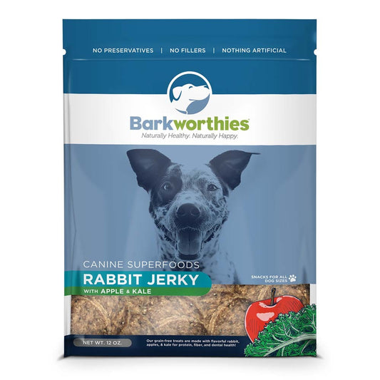 Barkworthies Rabbit Jerky Recipe With Apple and Kale Blend (Net. Wt. 12 Oz. )