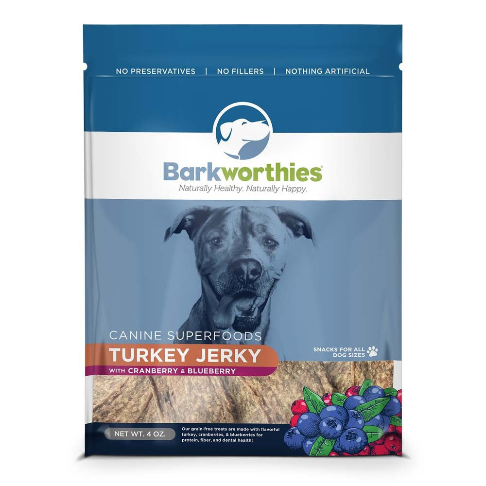 Barkworthies Jerky Turkey Berry 4Oz