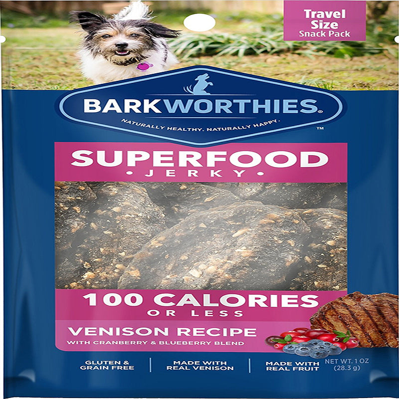 Barkworthies Venison Jerky Recipe With Blueberry and Cranberry Blend 2-Pk.-Flow Pack Sold As Whole Case Of 20