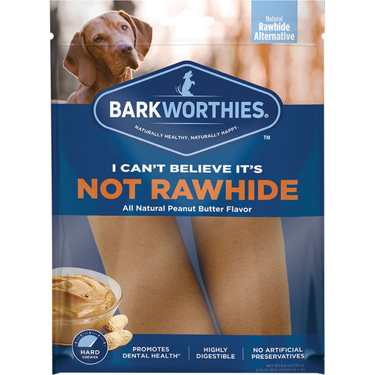 Barkworthies Dog Not Rawhide Rolls Peanut Butter Large 2 Pack