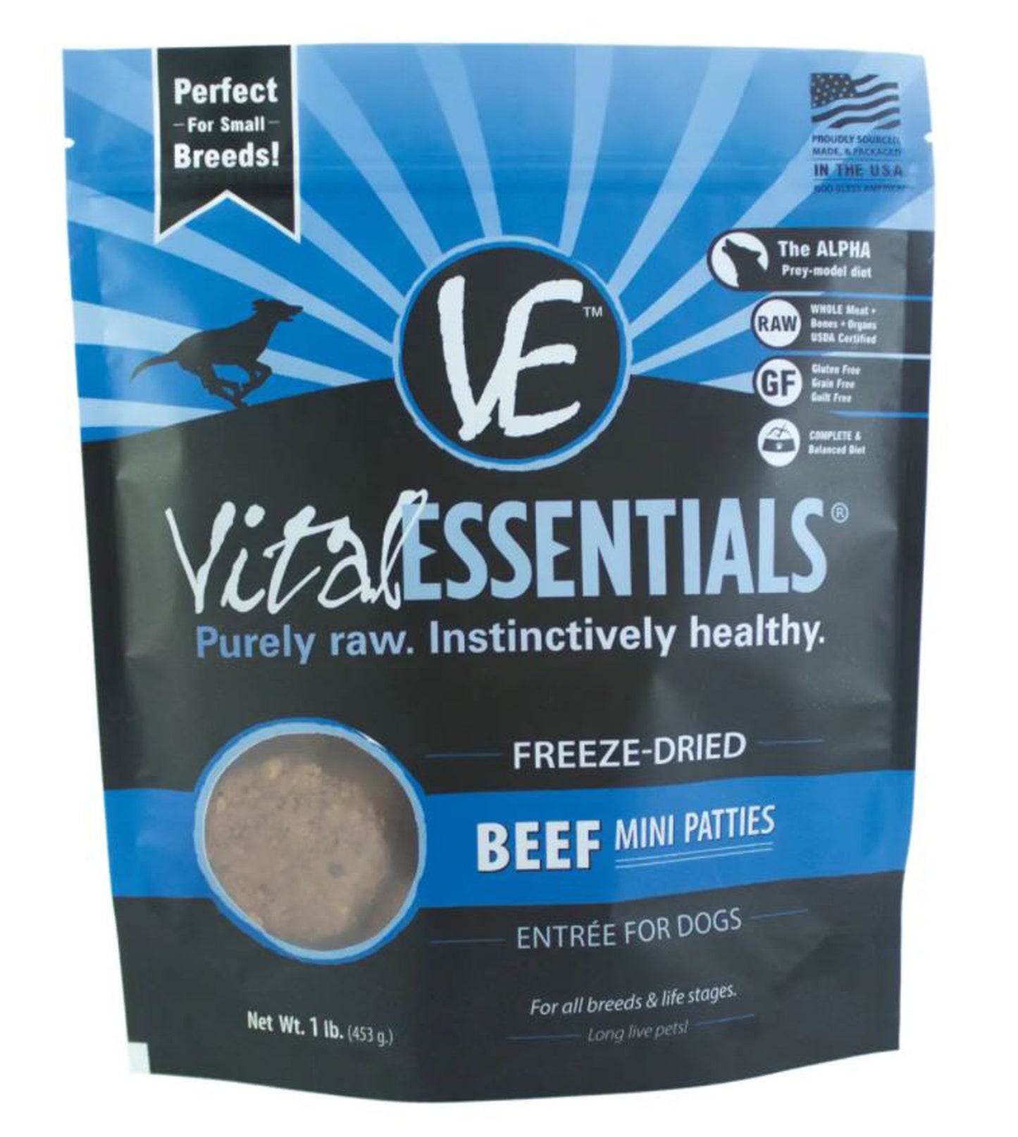 Vital Essentials Dog Freeze Dried Mini Pat Beef 14Oz