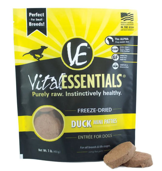 Vital Essentials Dog Freeze Dried Mini Pat Dck 14Oz