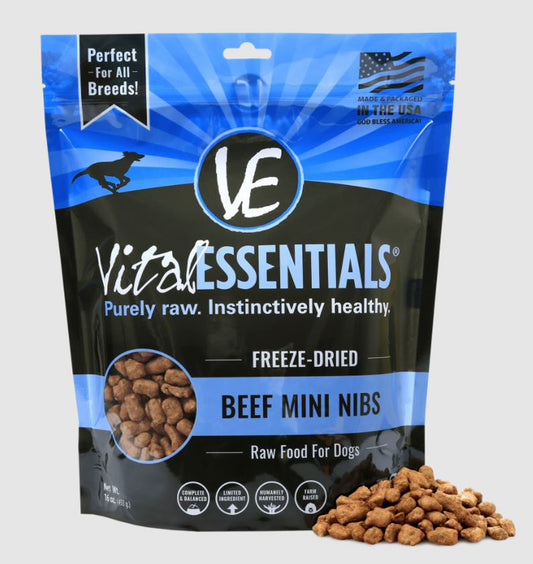 Vital Essentials Dog Freeze-Dried Mini Nibs Beef 1Lb