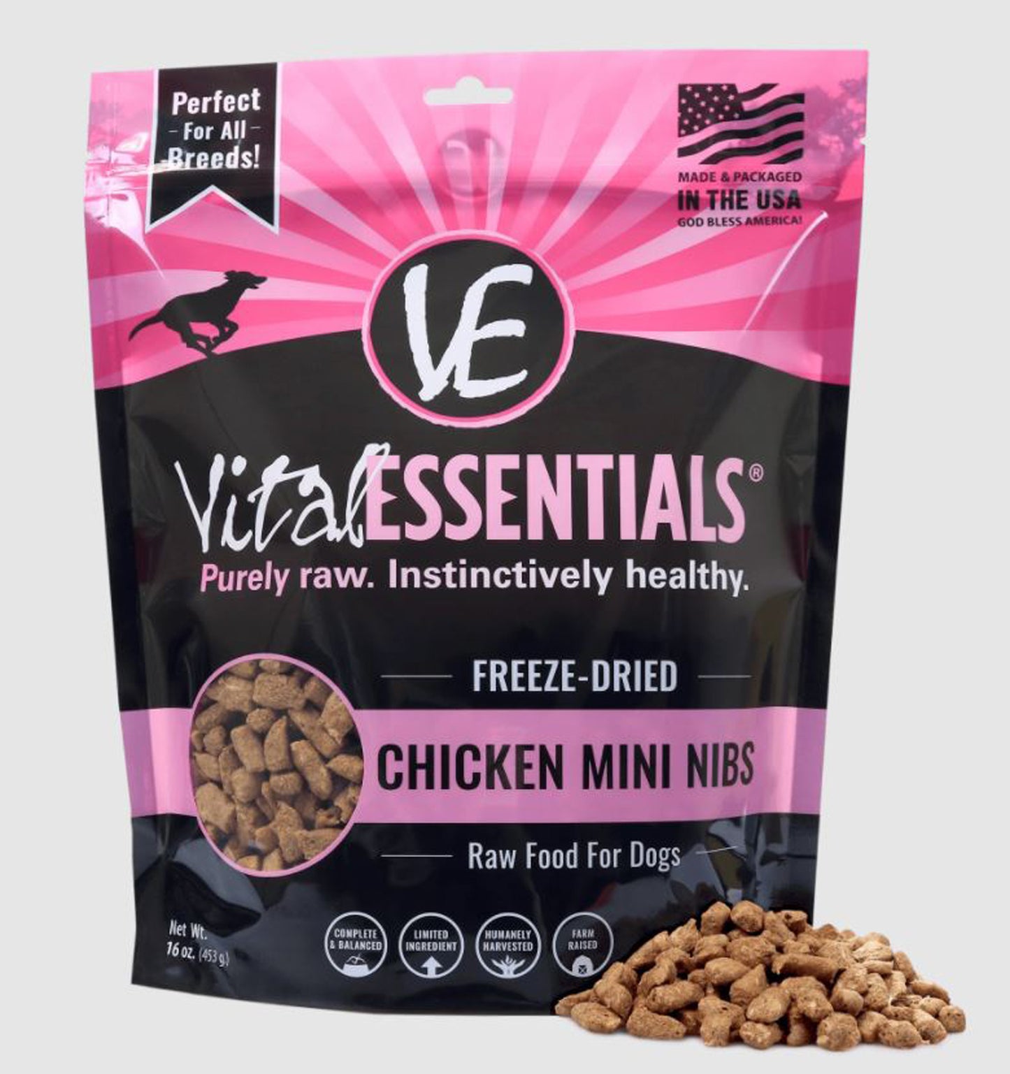 Vital Essentials Dog Freeze-Dried Mini Nibs Chicken 1Lb