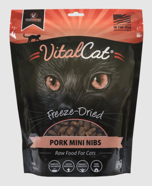 Vital Essentials Cat Freeze-Dried Mini Nibs Pork 12Oz