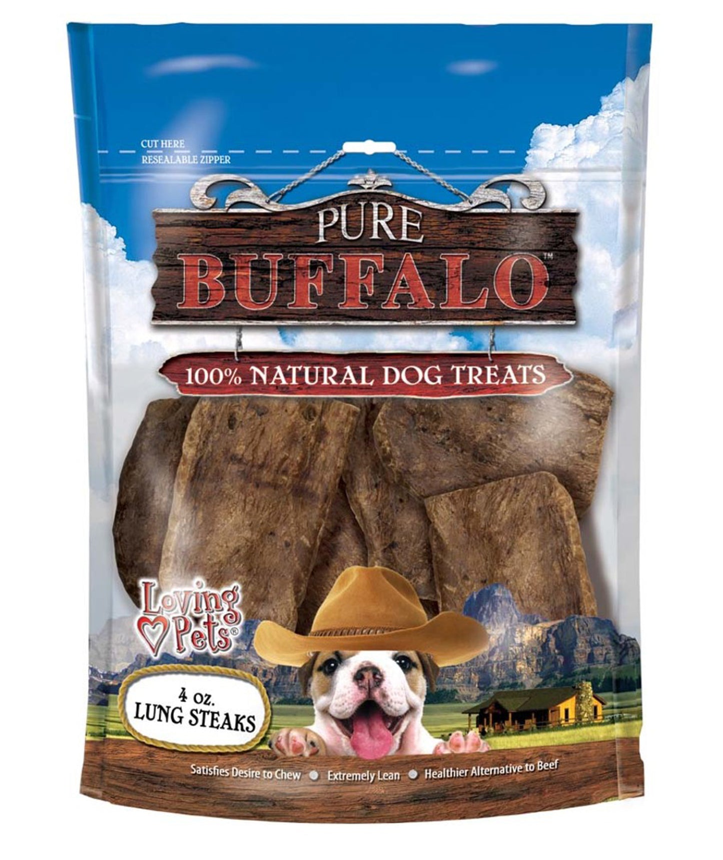 Loving Pets Pure Buffalo Lung Steaks Dog Treat 4 oz