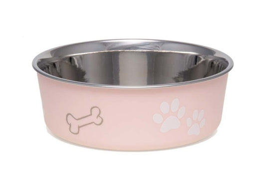 Loving Pets Classic Dog Bowl Paw Print & Bone Paparazzi Pink Medium