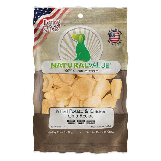 Loving Pets Puffed Potato and Chicken Chip Recipe Dog Treats 2 oz