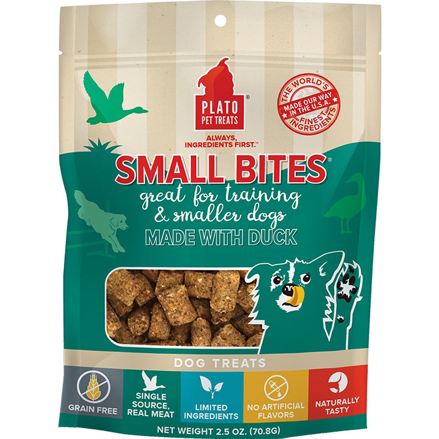 Plato Dog Small Bites Grain Free Duck 2.5 Oz.