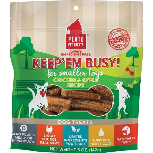 Plato Dog Keep 'Em Busy Chicken and Apple Treats Small 5Oz